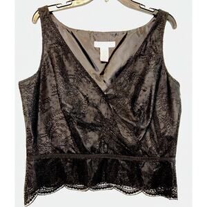 Bandolino Womens 16 Black Lace Camisole Shell Sleeveless Top Dark Romance Trendy